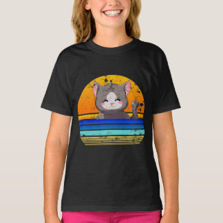 アニメ猫 |女の子の誕生日 Tシャツ
