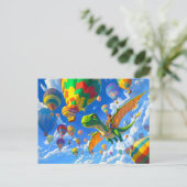 アニメ男の飛んでいる子の恐竜ドラゴンと風船 シーズンポストカード (スタンド正面)