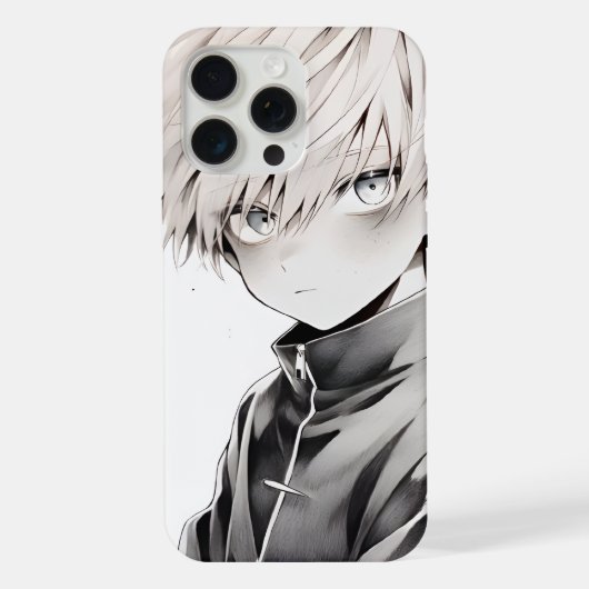 アニメ白髪キャラクターiPhone 15 Pro Maxケース iPhoneケース (裏面)