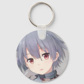 アニメ短白髪茶色の瞳ガールマンガ キーホルダー (正面)