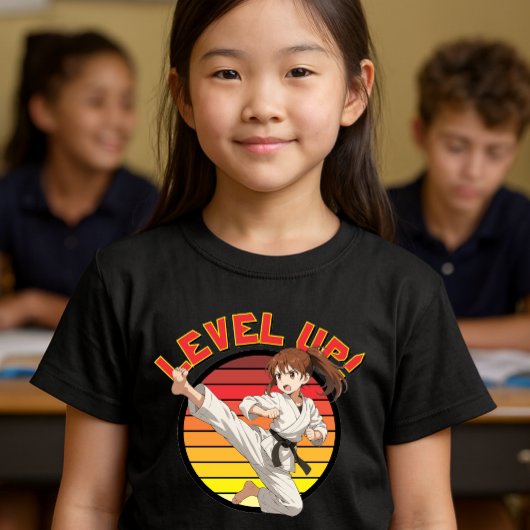 アニメ空手少女 レトロな夕焼けテンプレート トライブレンドTシャツ