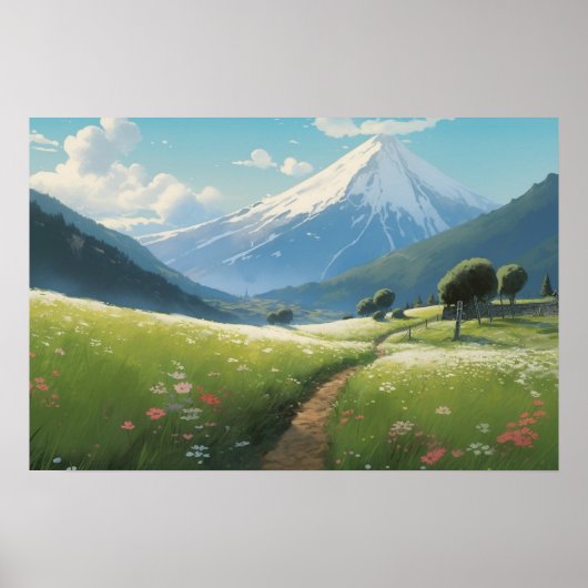 アニメ絵画の山の下の曲がりくねった道 ポスター (正面)