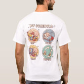 アニメ見て寝て食べるを繰り返す - 面白いヲタク日常 Tシャツ (裏面)