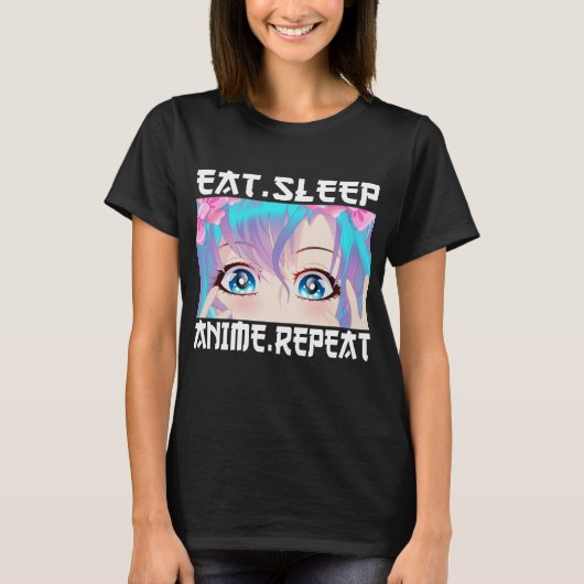 アニメ見る寝る繰り返す Tシャツ (正面)