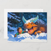 アニメ遊ボーイの恐竜の雪の日 シーズンポストカード (正面/裏面)