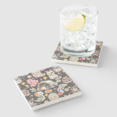 アニメ過負荷かわいいパターンDグレーBG ストーンコースター (横)