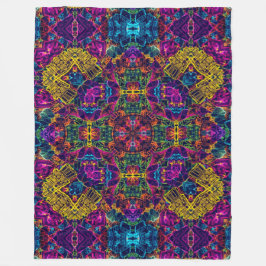 アニメ電気ネオンロボットサテンマンダラ フリースブランケット