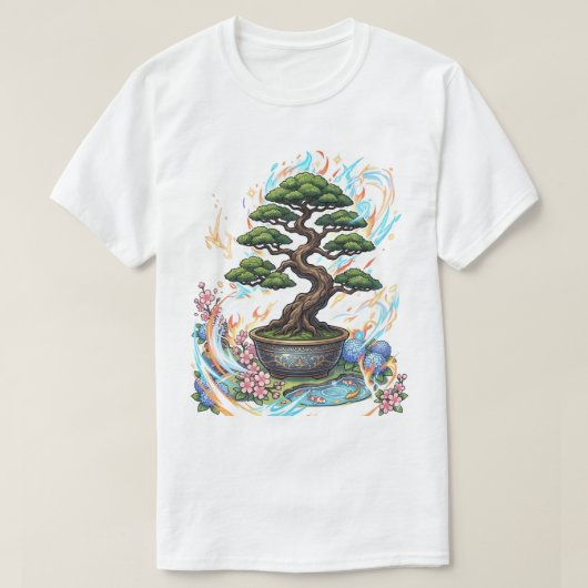 アニメ風の盆栽ツリーグラフィック Tシャツ (デザイン正面)