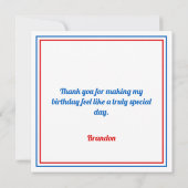 アニメ風 青と赤のボウリング キッズ 6歳 誕生日 サンキューカード (裏面)