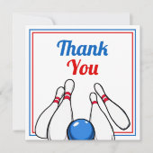 アニメ風 青と赤のボウリング キッズ 6歳 誕生日 サンキューカード (正面)