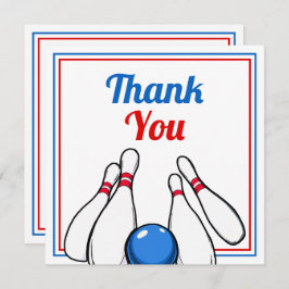 アニメ風 青と赤のボウリング キッズ 6歳 誕生日 サンキューカード