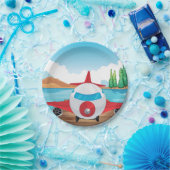 アニメ飛行機オンレイク波止場おもしろい旅行アドベンチャー ペーパープレート (パーティー)