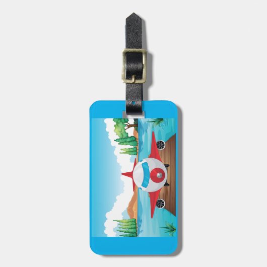 アニメ飛行機オンレイク波止場おもしろい旅行アドベンチャー ラゲッジタグ (正面縦)