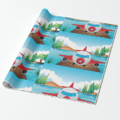 アニメ飛行機オンレイク波止場おもしろい旅行アドベンチャー ラッピングペーパー (アンロールド)