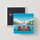 アニメ飛行機オンレイク波止場おもしろい旅行アドベンチャー 缶バッジ (正面&裏面)