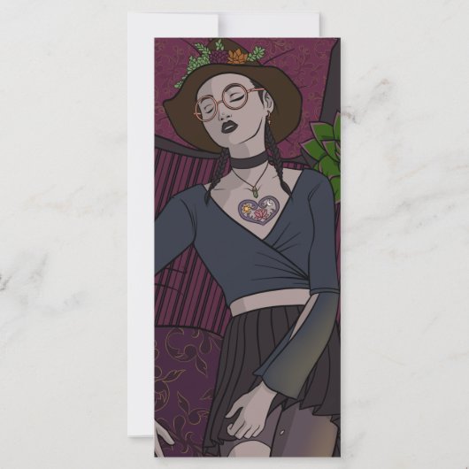 アニメ魔女ブラックピンクの女の子10代のの漫画ブックマーク (裏面)