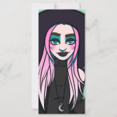 アニメ魔女ブラックピンクの女の子10代のの漫画ブックマーク (裏面)