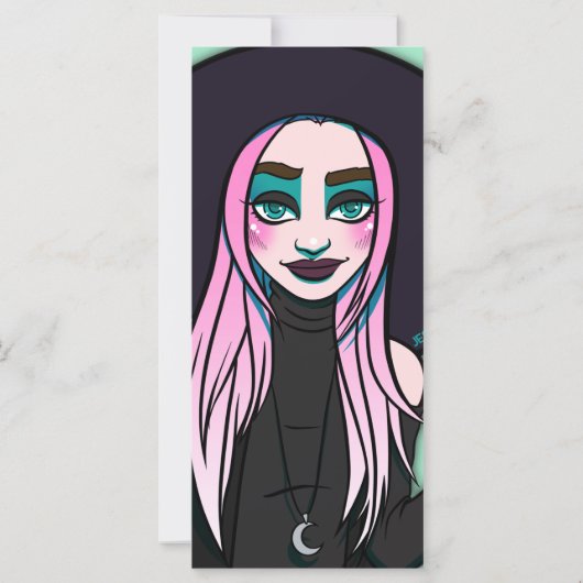 アニメ魔女ブラックピンクの女の子10代のの漫画ブックマーク (裏面)