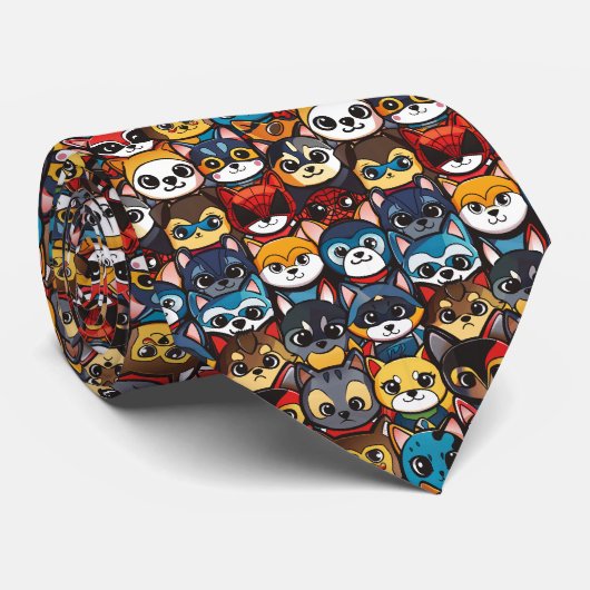 アニメ かわいい ちびキャラ かわいい スーパーヒーロー 猫 ネクタイ (ロール)