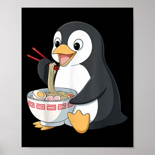 アニメ かわいい ペンギン ラーメン ギフト メンズ ポスター (正面)