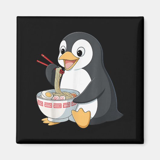 アニメ かわいい ペンギン ラーメン ギフト メンズ マグネット (正面)