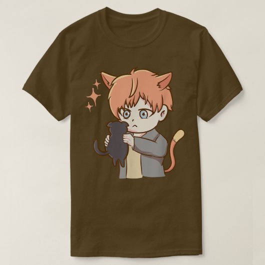 アニメ・オタクの少女 – Cute Cat – 日本文化アート – Tシャツ (デザイン正面)