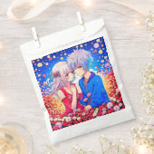 アニメ・カップルが花とハートを愛する フェイバーバッグ (クリップ留めされた状態)