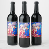 アニメ・カップルが花とハートを愛する ワインラベル (ボトル)