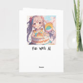 アニメ・ガールお誕生日ケーキ・カラーリングページ カード (裏面)