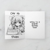 アニメ・ガールお誕生日ケーキ・カラーリングページ カード (内部)