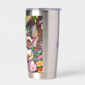 アニメ・ガールとシャムパーソナライズされた猫 保温保冷タンブラー (左面)