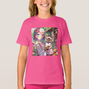 アニメ・ガールとシャム猫 Tシャツ