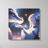 アニメ・ガールとドラゴン神秘的 キャンバスプリント (正面)