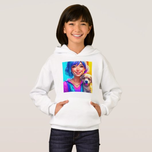 アニメ・ガールと子犬 (正面フル)