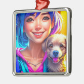 アニメ・ガールと子犬 メタルオーナメント (左)