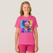 アニメ・ガールと子犬 Tシャツ (正面フル)