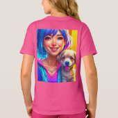 アニメ・ガールと子犬 Tシャツ (裏面)