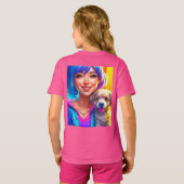 アニメ・ガールと子犬 Tシャツ (裏面フル)