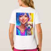 アニメ・ガールと子犬 Tシャツ (裏面)