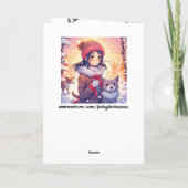 アニメ・ガールと子猫ぬりえページクリスマス カード (裏面)