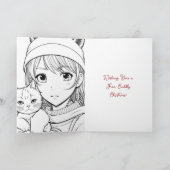 アニメ・ガールと子猫ぬりえページクリスマス カード (内部)