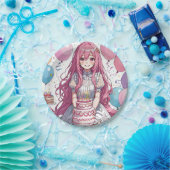 アニメ・ガール誕生日 ペーパープレート (パーティー)