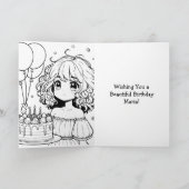 アニメ・ガール・オブ・カラーパーソナライズされた誕生日 カード (内部)