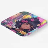 アニメ・ガール・オブ・カラーパーソナライズされた誕生日 ペーパープレート (傾斜あり)
