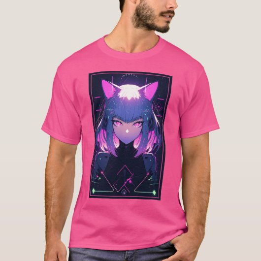 アニメ・キャットガール Tシャツ (正面)