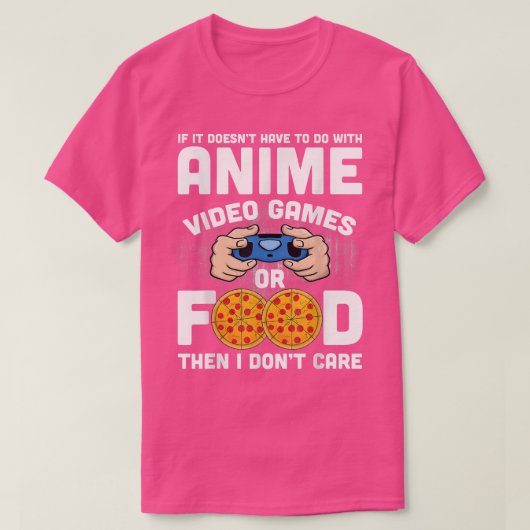 アニメ、ゲーマーと食べ物物女の子男の子男ピザV Tシャツ (デザイン正面)