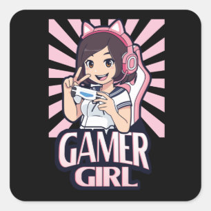 アニメ·ゲーマー·ガール·ゲーム·ガールズ·ギフト スクエアシール