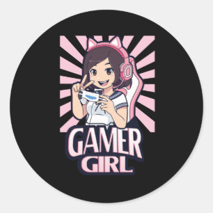 アニメ·ゲーマー·ガール·ゲーム·ガールズ·ギフト ラウンドシール