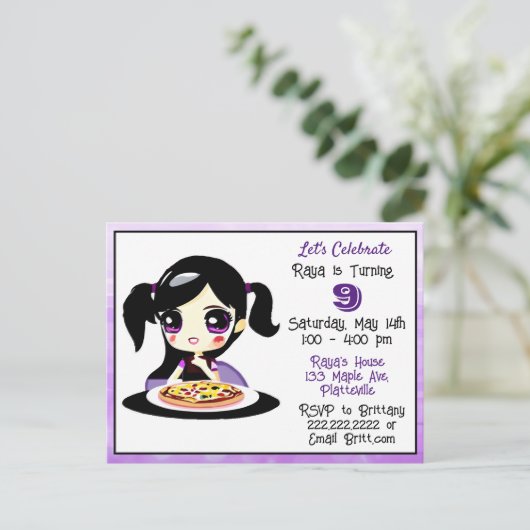 アニメ ゲーム少女の誕生日ピザパーティー ポストカード (スタンド正面)