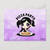 アニメ ゲーム少女の誕生日ピザパーティー ポストカード (裏面)